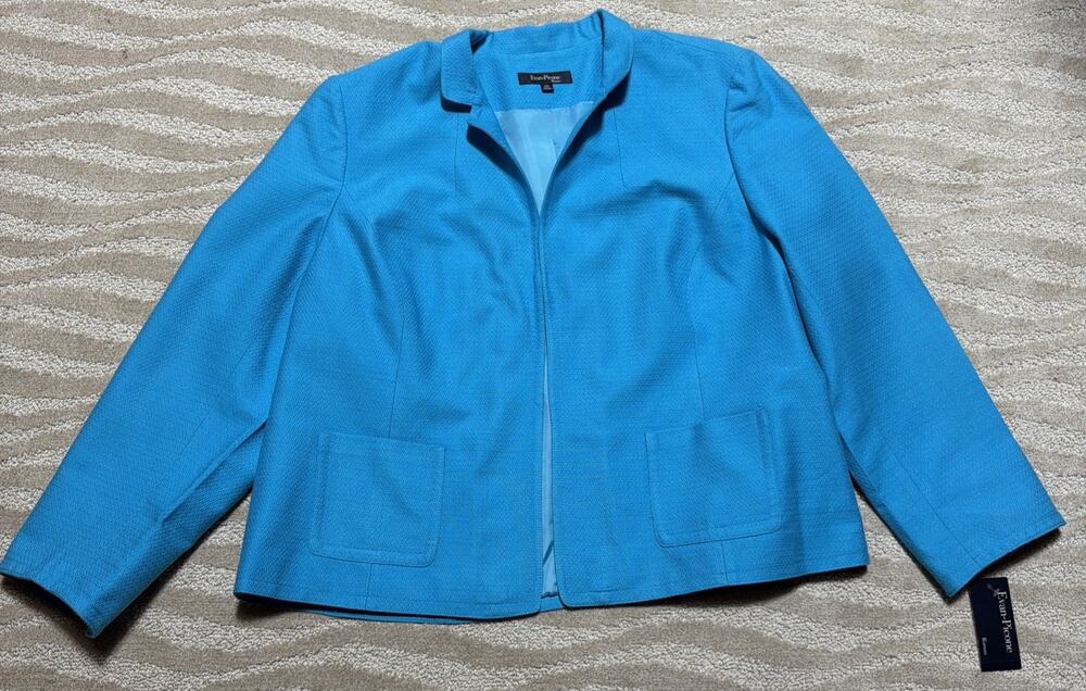 Evan-Picone Woman's Suit Jacket Bright Blue Plus Size 24W NWT